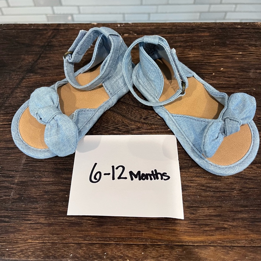 OLD NAVY DENIM BOW ANKLE STRAP SANDALS